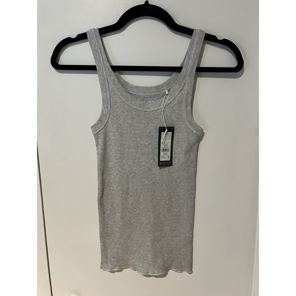 NWT Alpine Design Women's Ribbed Tank Top Light Gray‎ Size XS Raw Hem